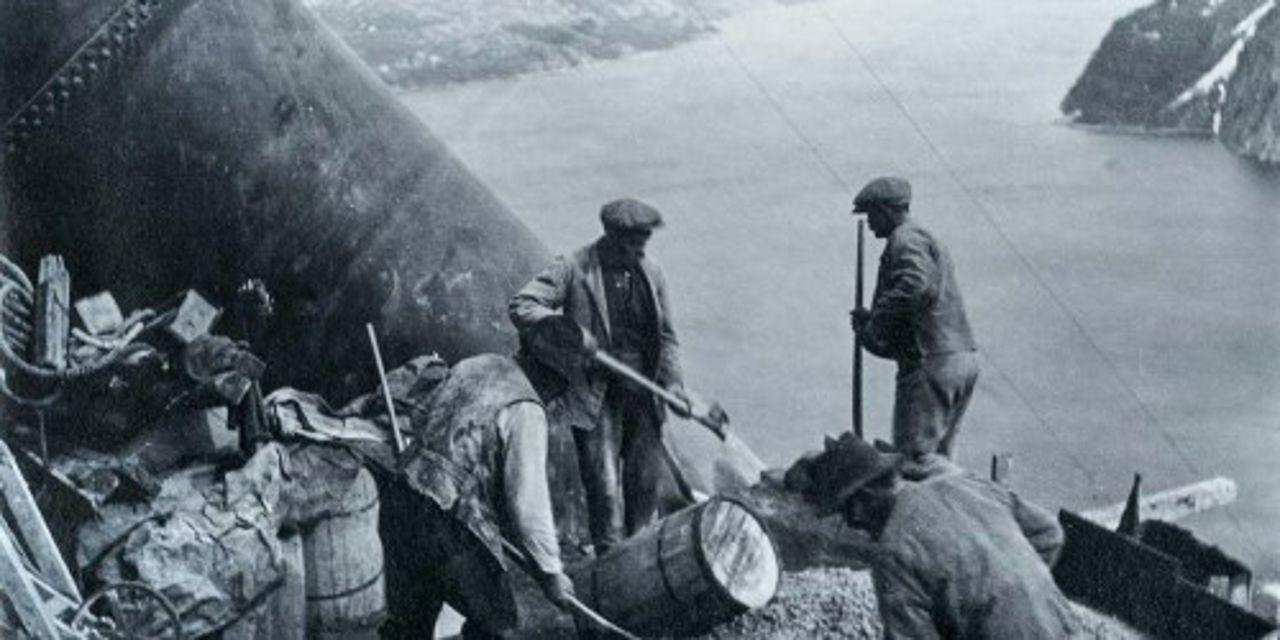 Men building hydropower plant